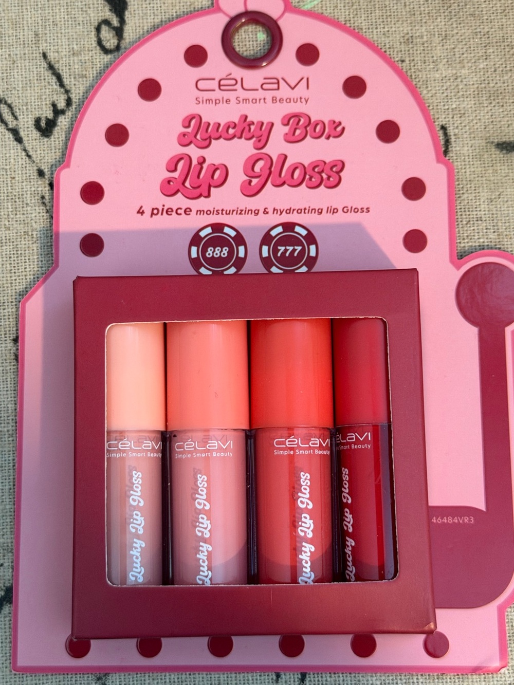 Célavi Lucky Box Lip Gloss - Pink, Peach, Coral, Red NIB